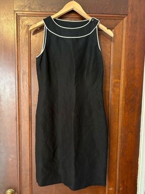 Ann Taylor Loft Black Sleeveless Dress with White Trim